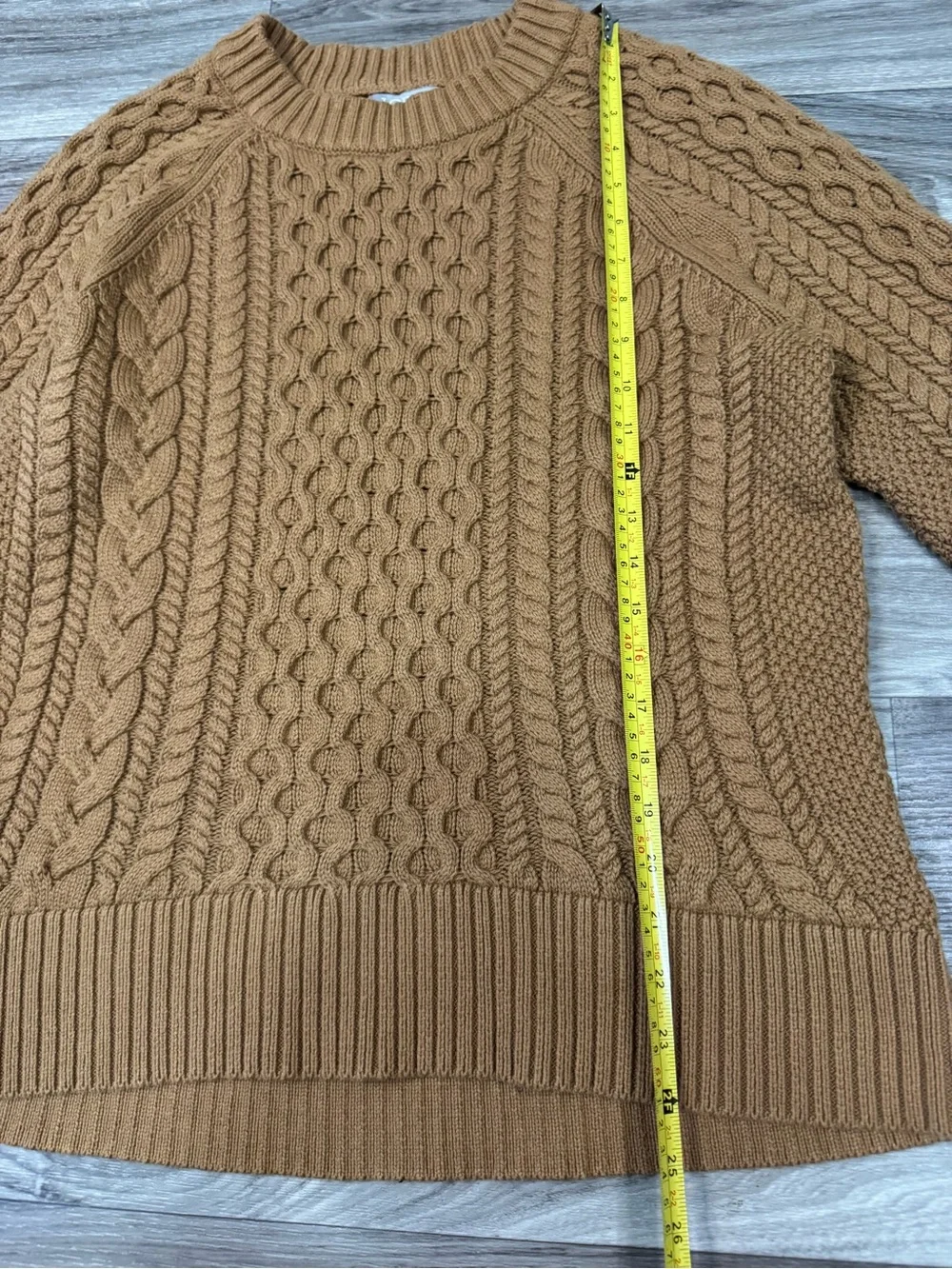 J. Crew 100% Cotton Cable Knit Crewneck Sweater in Cafe Latte Size Medium